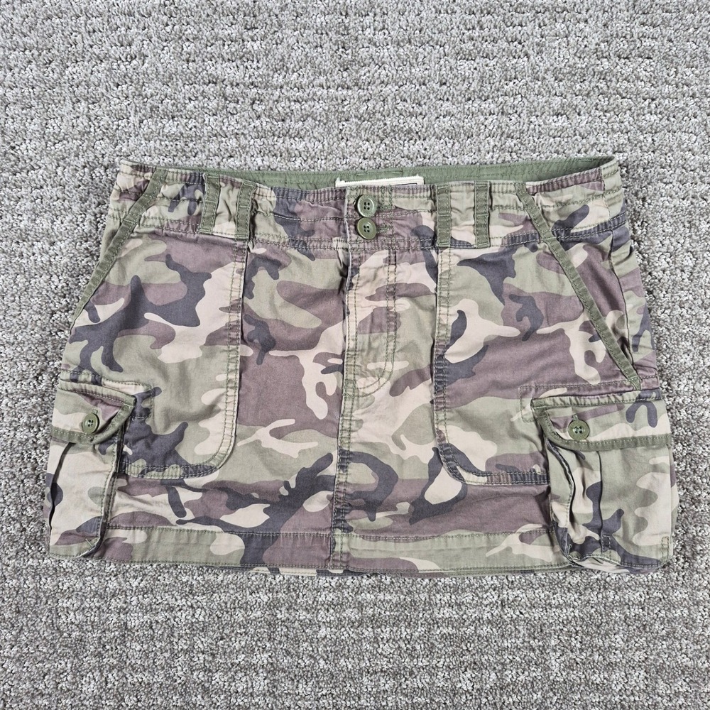 Vintage Y2k Abercrombie & Fitch Camo Mini Skirt Womens S Green Cargo Low Rise